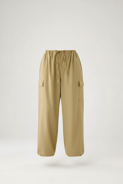 Pantalon Baggy Kaki Cargo Ample Décontracté Cordon - Toile - vue 3