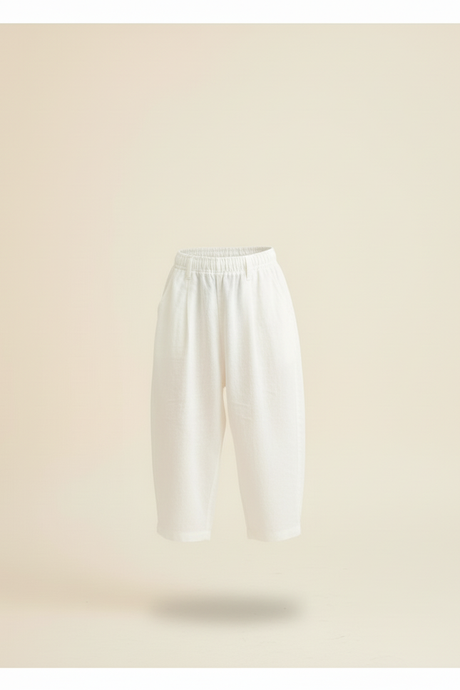 Pantalon Baggy Écru Ample Lin Léger Enfant - Beige - vue 3