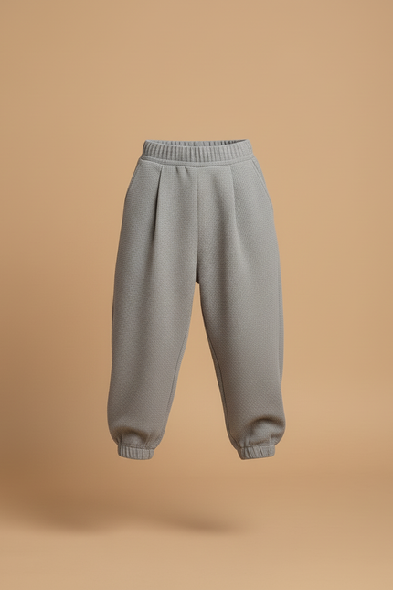 Pantalon Baggy Gris Texturé Ample Confortable Fille - Maille - vue 3