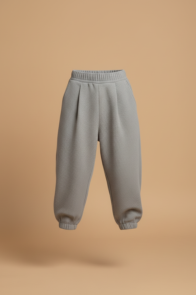 Pantalon Baggy Gris Texturé Ample Confortable Fille - Maille - vue 3
