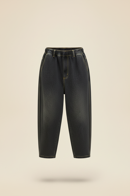 Pantalon Baggy Jean Délavé Ample Noir Garçon - vue 3