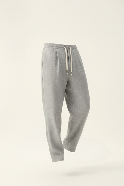 Pantalon Baggy Gris Clair Ample Décontracté Cordon Homme - Molleton - vue 3