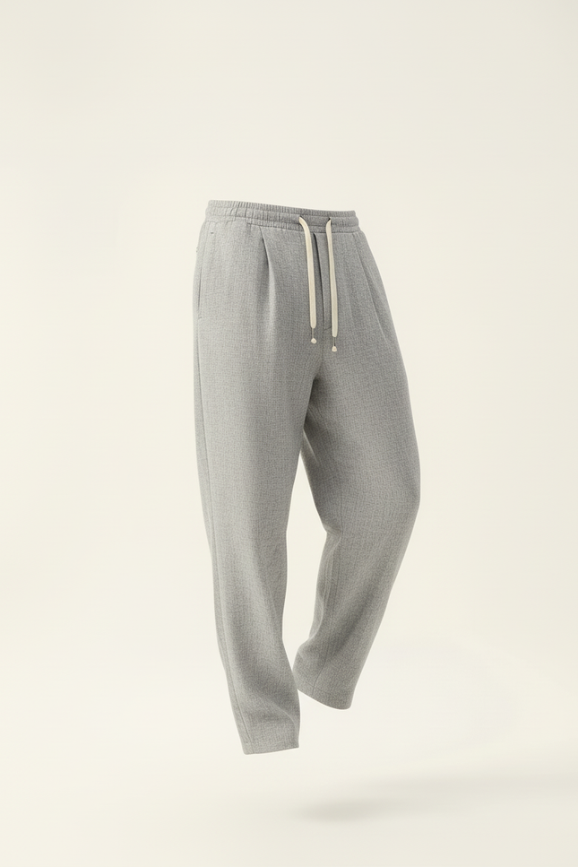 Pantalon Baggy Gris Clair Ample Décontracté Cordon Homme - Molleton - vue 3