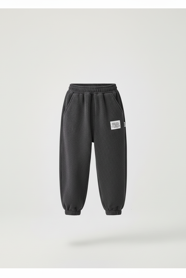 Pantalon Baggy Gris Côtelé Ample Épais Hiver Enfant - Cordé - vue 3