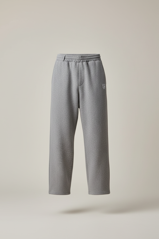 Pantalon Baggy Gris Molletonné Ample Décontracté Brodé - vue 3