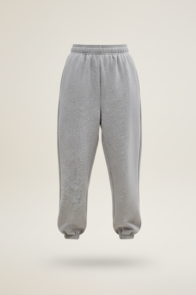 Pantalon Baggy Gris Molleton Ample Décontracté Femme Confortable - vue 3