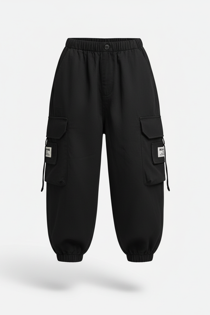 Pantalon Baggy Noir Cargo Décontracté Garçon - Polyester - vue 3
