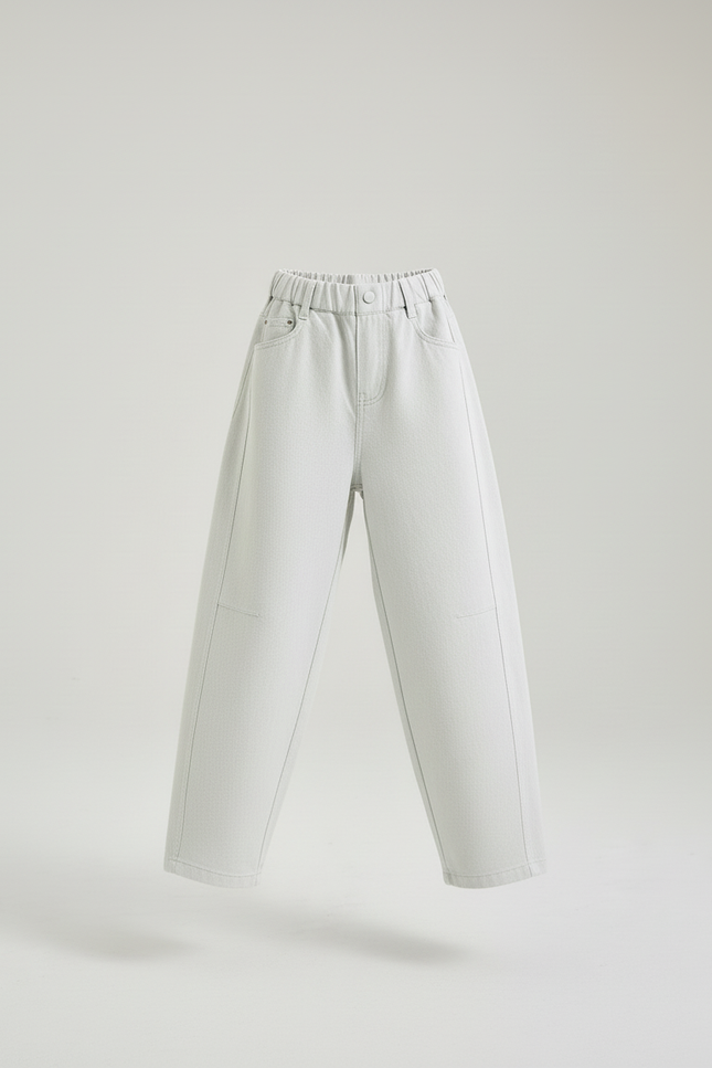 Pantalon Baggy Enfant Gris Clair Ample Décontracté - Jean - vue 3
