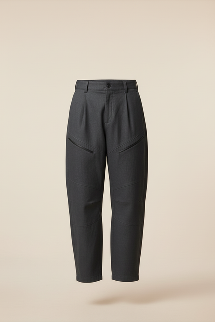 Pantalon Baggy Gris Foncé Ample Zippé Homme - Laine - vue 3