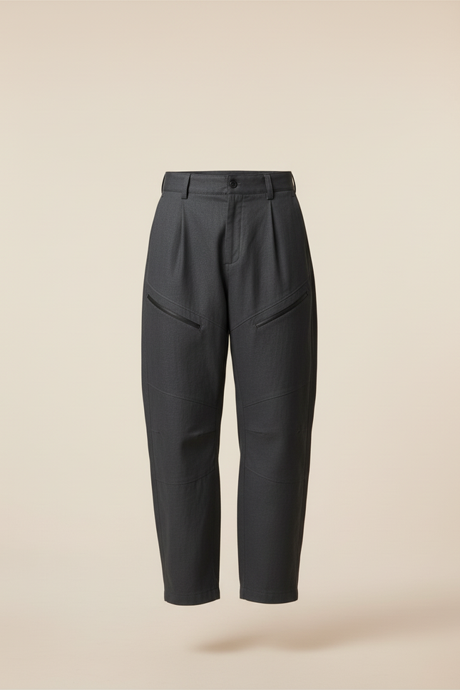 Pantalon Baggy Gris Foncé Ample Zippé Homme - Laine - vue 3