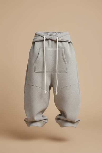 Pantalon Baggy Gris Chiné Ample Molletonné Cordon Enfant - vue 3