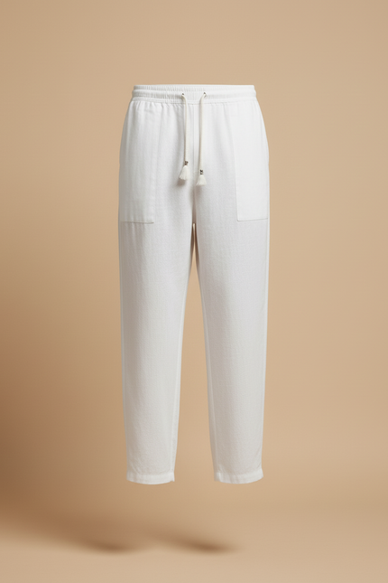 Pantalon Baggy Homme Blanc Parachute - Lin - vue 3