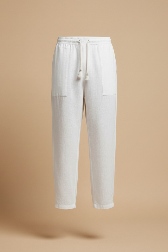 Pantalon Baggy Homme Blanc Parachute - Lin - vue 3