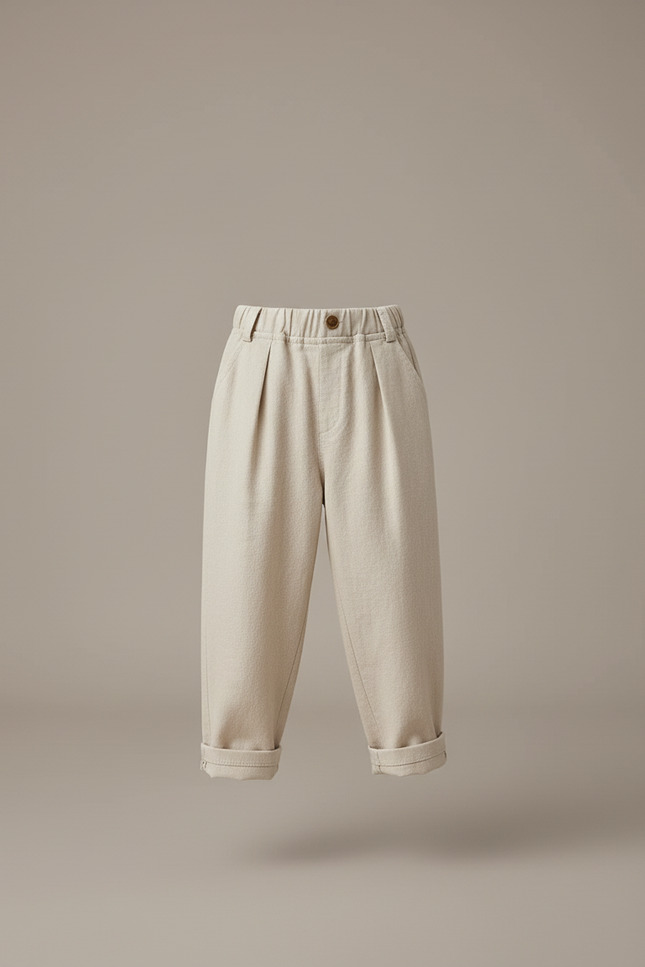 Pantalon Baggy Beige Coton Ample Enfant Décontracté - vue 3