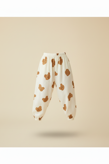 Pantalon Baggy Coton Beige Rayé Ample Ourson Enfant - vue 3