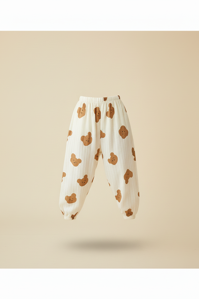 Pantalon Baggy Coton Beige Rayé Ample Ourson Enfant - vue 3