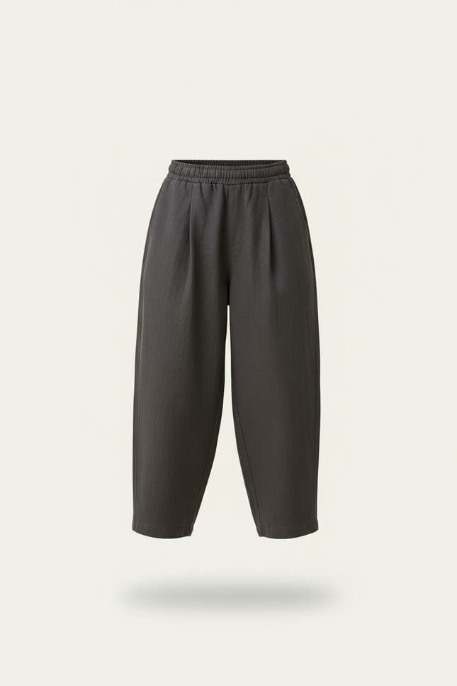 Pantalon Baggy Gris Ample Lin Décontracté Enfant - vue 3