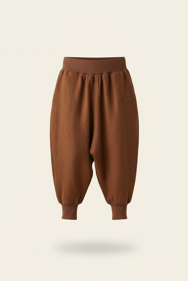 Pantalon Baggy Marron Ample Coton Élastique Enfant - vue 3