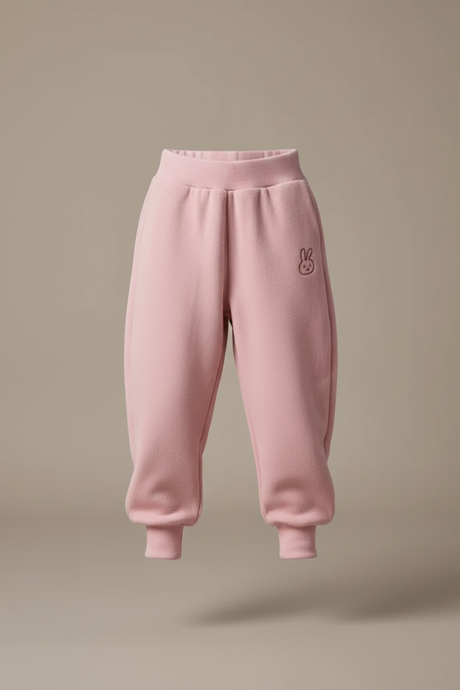 Pantalon Baggy Rose Molletonné Brodé Confortable Enfant - vue 3