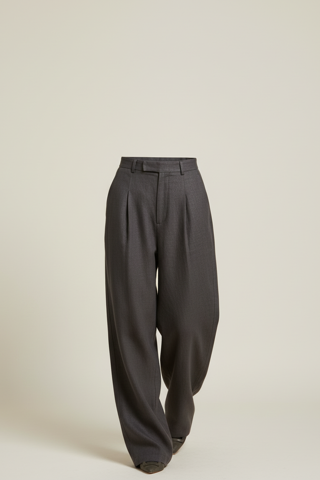 Pantalon Baggy Fluide Femme - Gris Lin - vue 3