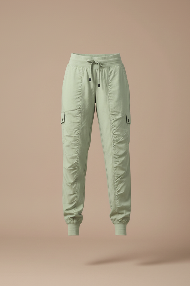 Pantalon Baggy Vert Sauge Fluide Sport Femme - Polyester - vue 3