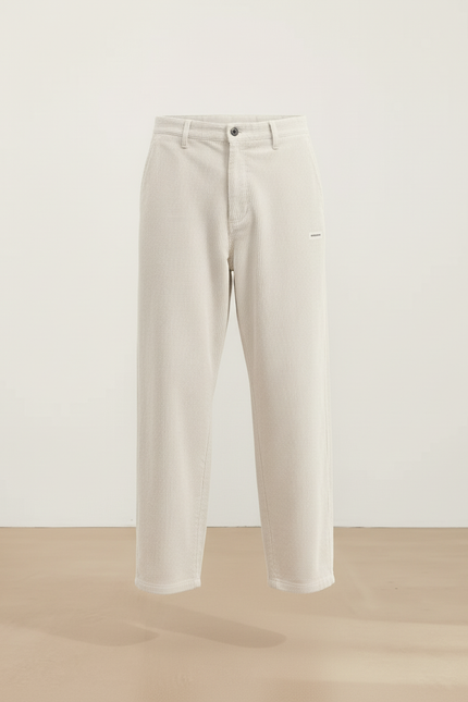 Pantalon Baggy Large Corduroy Écru Décontracté Homme - Beige Cordé - vue 3