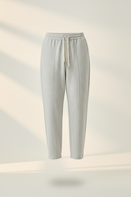 Pantalon Baggy Gris Clair Cordon Décontracté Molletonné - vue 3