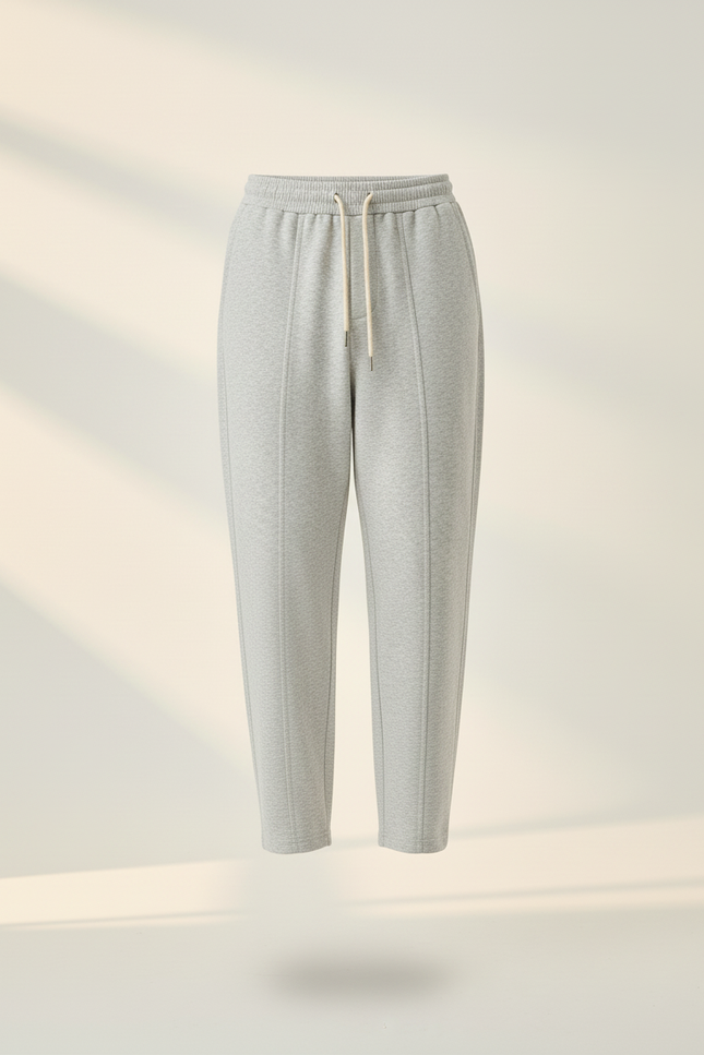 Pantalon Baggy Gris Clair Cordon Décontracté Molletonné - vue 3