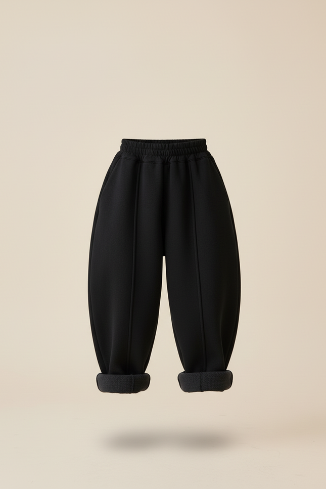 Pantalon Baggy Noir Ample Molletonné Doux Enfant - vue 3