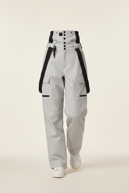 Pantalon Baggy Gris Ski Imperméable Bretelles Femme - Polyester - vue 3