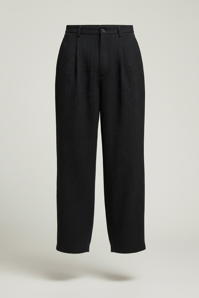 Pantalon Baggy Noir Ample Texturé Décontracté Homme - Maille - vue 3
