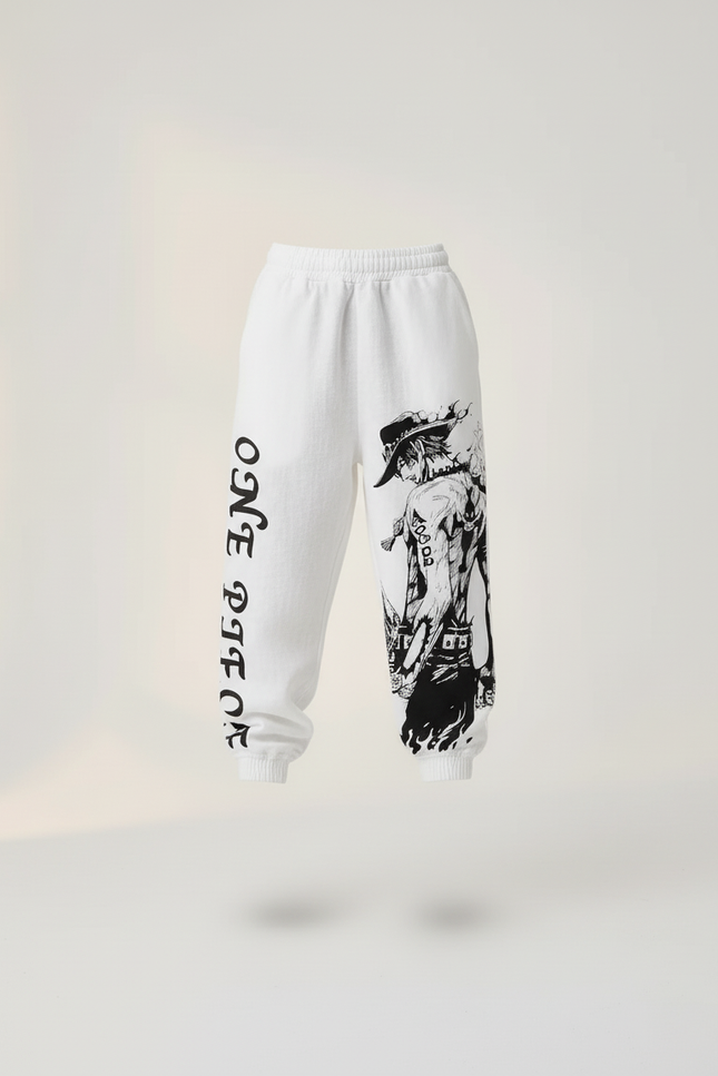 Pantalon Baggy Blanc Coton Imprimé Anime Garçon - Molleton - vue 3