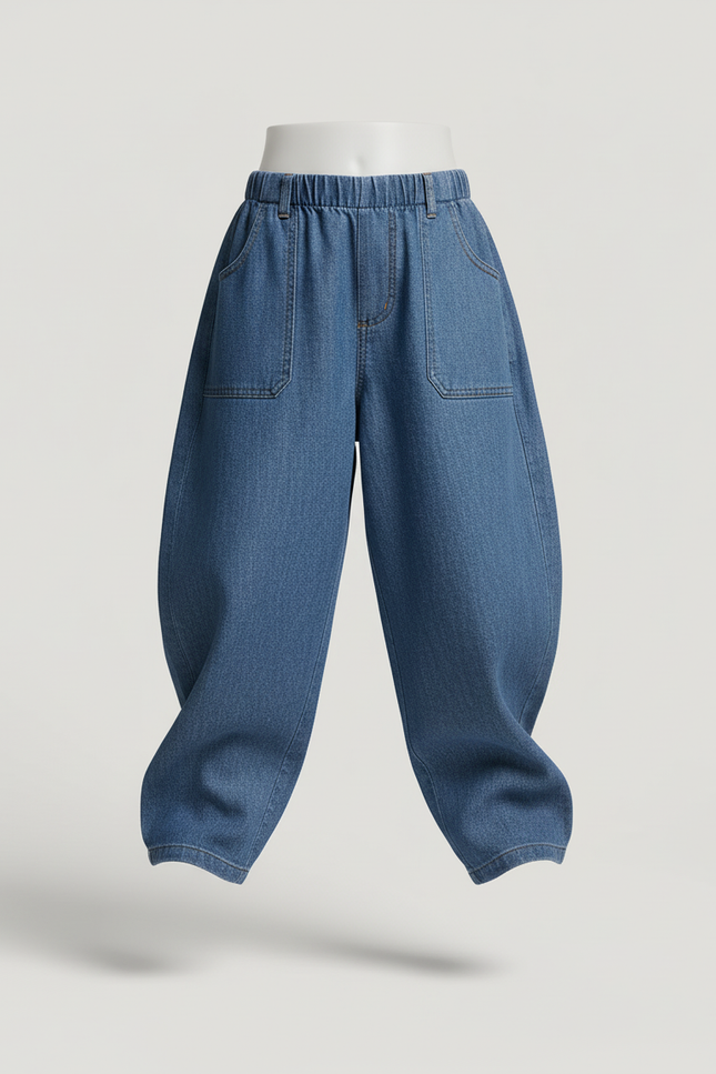 Pantalon Baggy Jean Ample Bleu Enfant Décontracté - vue 3