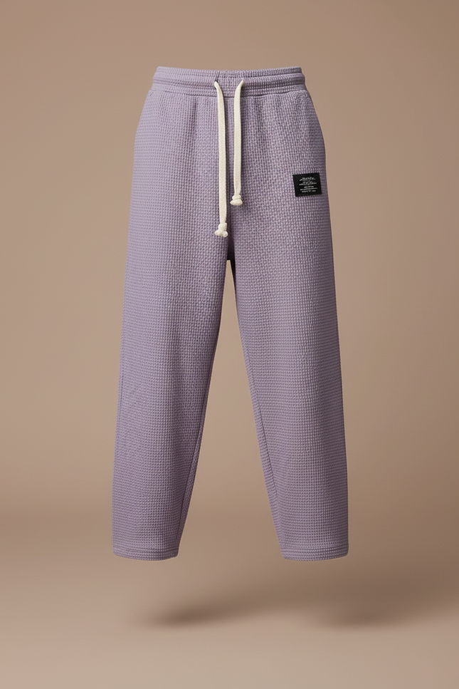 Pantalon Baggy Violet Waffle Ample Cordon Garçon - Maille - vue 3
