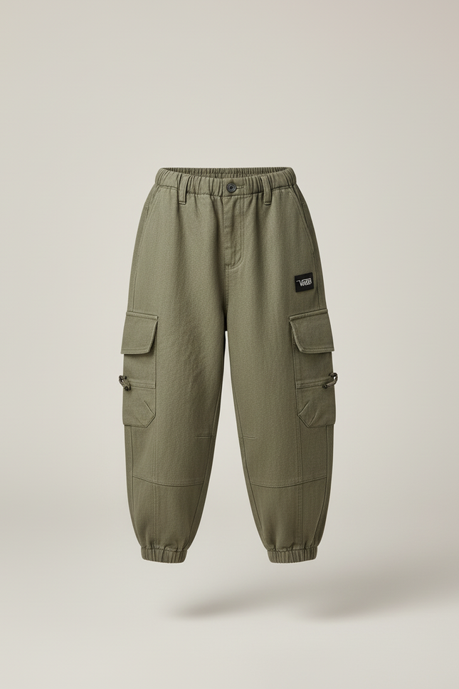 Pantalon Baggy Vert Kaki Cargo Ample Décontracté Garçon - Toile - vue 3