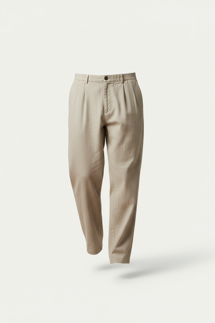Pantalon Baggy Beige Droit Coton Léger Homme - vue 3