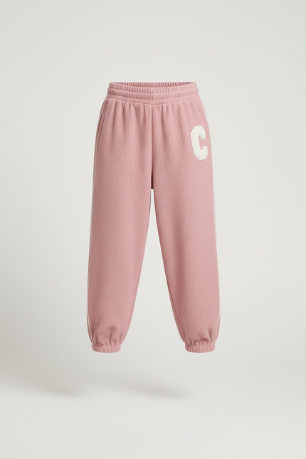 Pantalon Baggy Côtelé Rose Ample Lettre Enfants - Cordé - vue 3