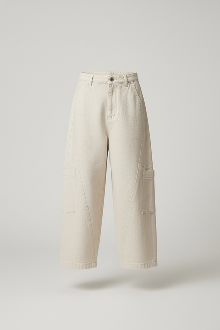 Pantalon Baggy Beige Large Coton Décontracté Garçon - Toile - vue 3