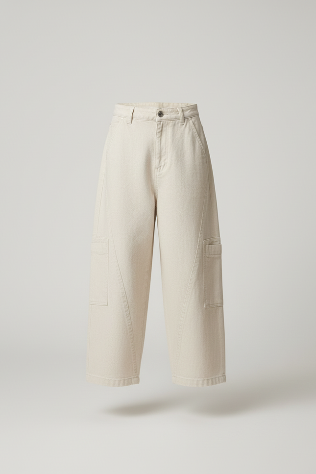Pantalon Baggy Beige Large Coton Décontracté Garçon - Toile - vue 3