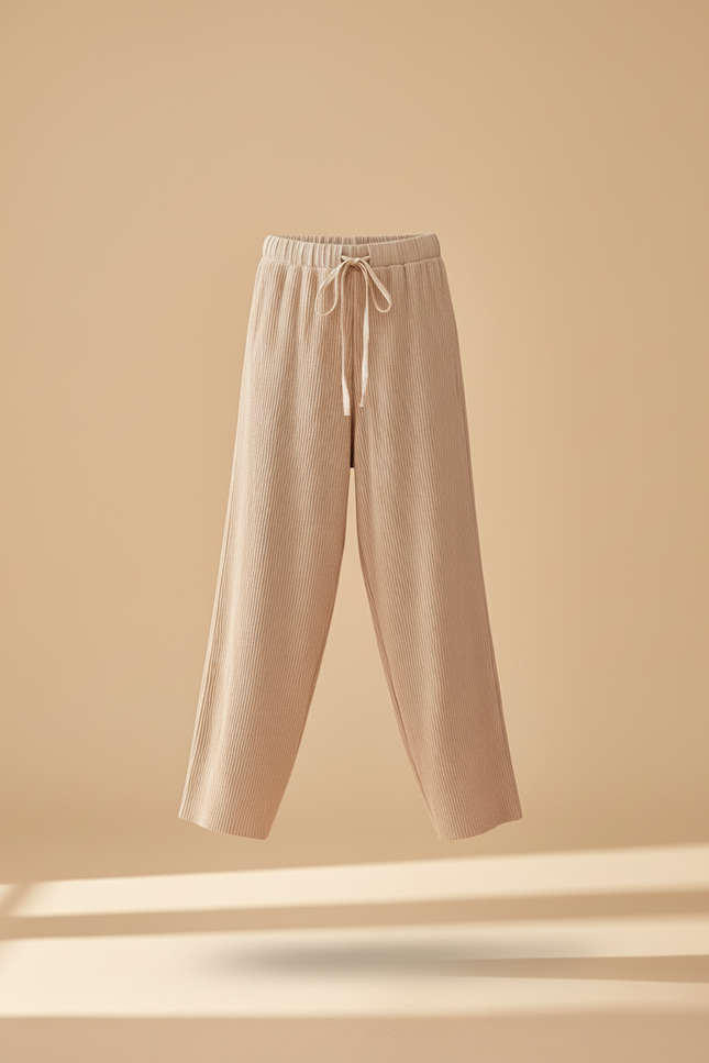 Pantalon Baggy Côtelé Beige Ample Confortable Fille - Cordé - vue 3