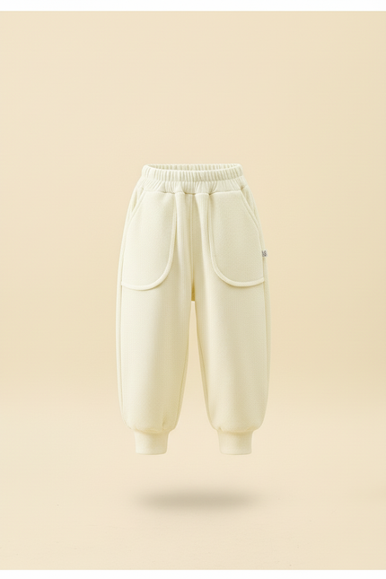 Pantalon Baggy Crème Ample Molletonné Confortable Enfant - Jaune - vue 3