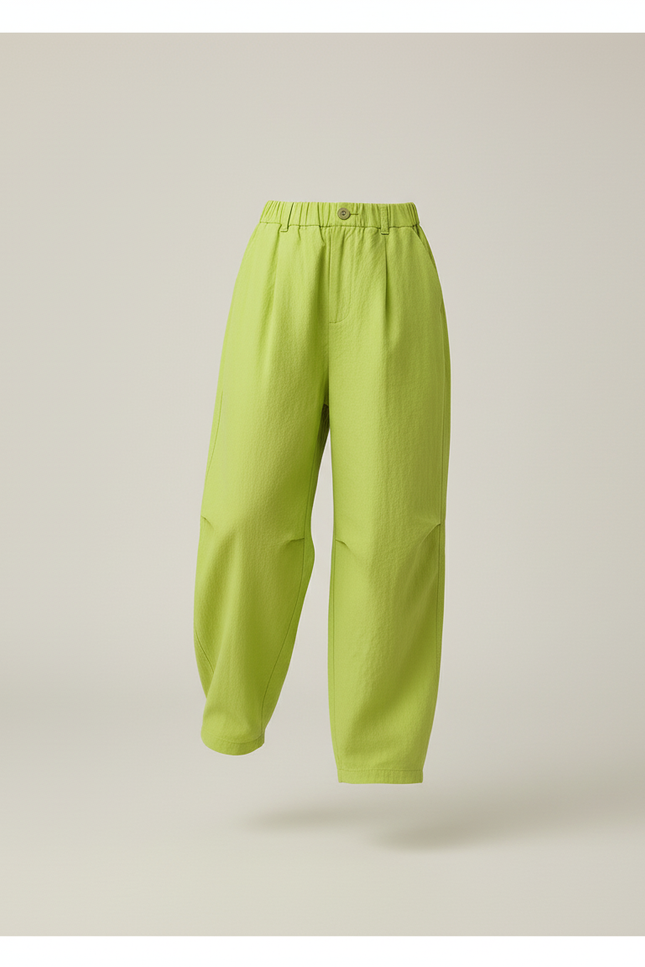 Pantalon Baggy Vert Ample Décontracté Confortable Fille - Lin - vue 3