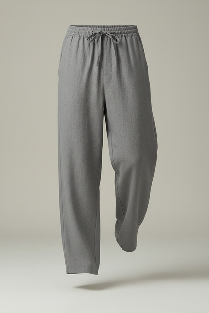 Pantalon Baggy Gris Lin Cordon Ample Homme - vue 3