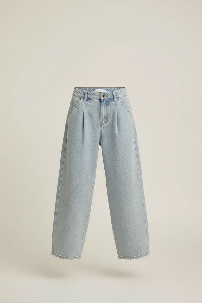 Pantalon Baggy Bleu Clair Ample Plissé Enfant - Jean - vue 3