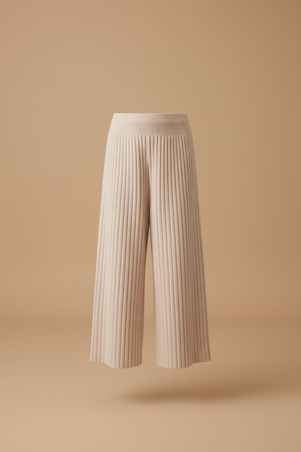 Pantalon Baggy Beige Côtelé Tricoté Ample Fille - Maille - vue 3