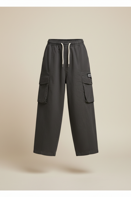 Pantalon Baggy Cargo Gris Ample Enfant Coton - vue 3