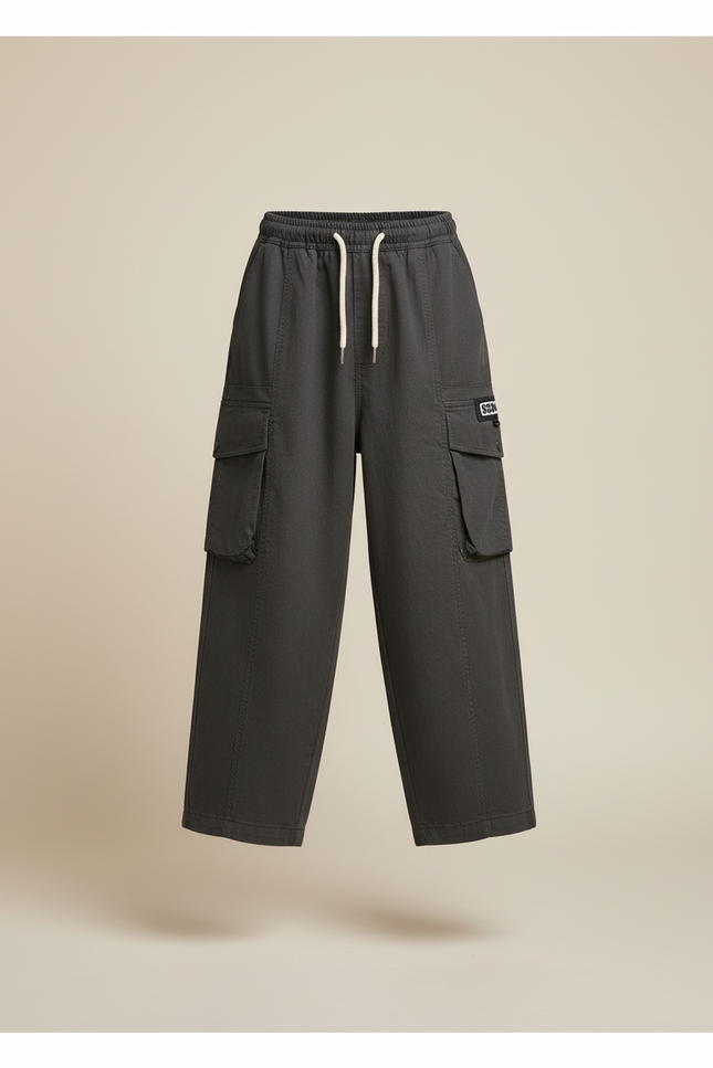 Pantalon Baggy Cargo Gris Ample Enfant Coton - vue 3