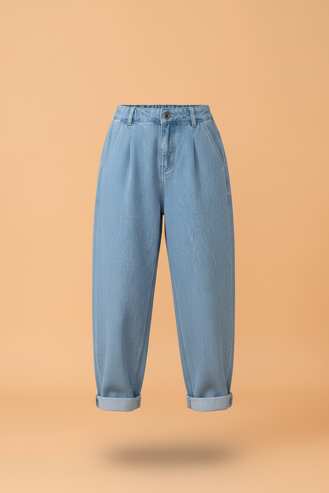 Pantalon Baggy Jean Ample Bleu Clair Fille - vue 3