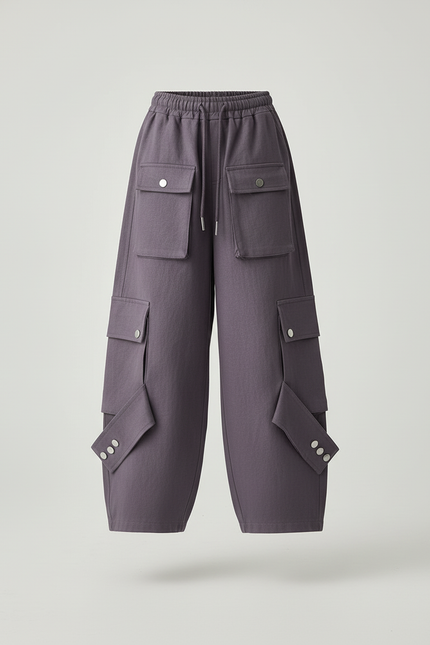 Pantalon Baggy Violet Cargo Ample Décontracté Fille - Molleton - vue 3