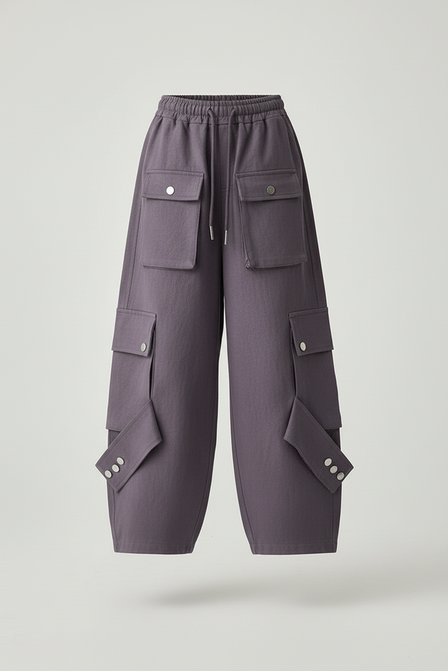 Pantalon Baggy Violet Cargo Ample Décontracté Fille - Molleton - vue 3